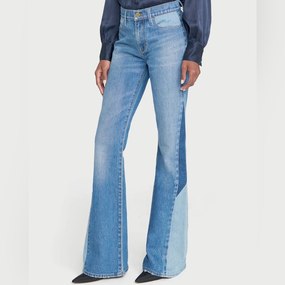 Frame Denim - Le High Flare Diagonal Block in Kingsley